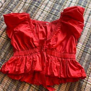 Free people red puffy top